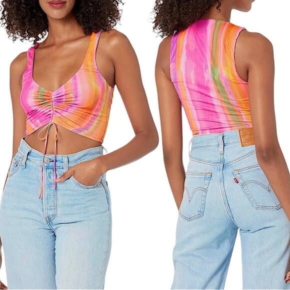 NWT Show Me Your MuMu Hazy Top in Sunrise Stripe Mesh Size Small Retail $98 - Picture 7 of 7